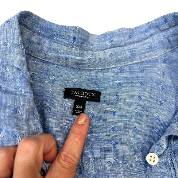 Talbots blue linen button up long sleeve shirt size 3XP classic coastal summer - Picture 4 of 8
